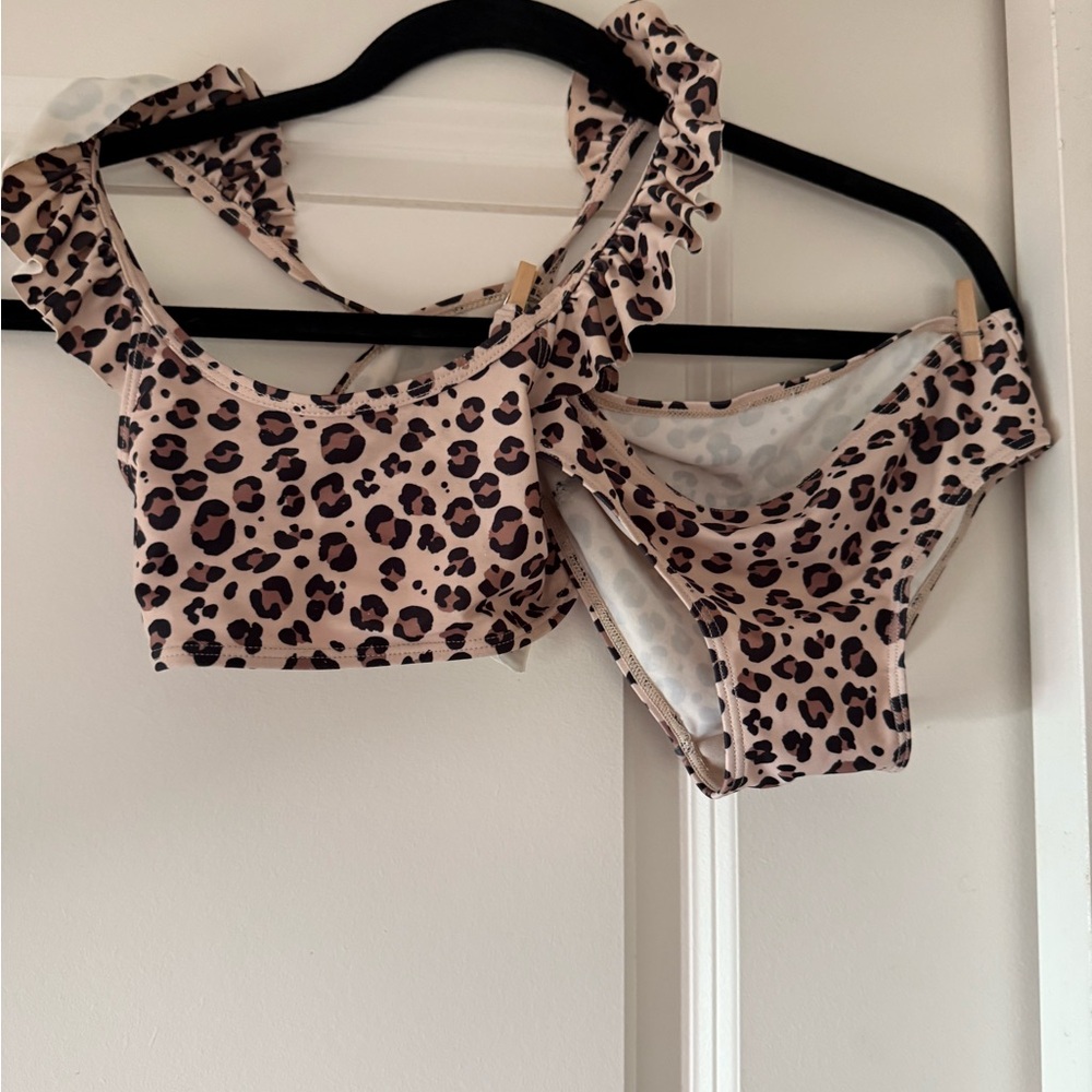 Size 6 little girls Leopard Print Bikini Set